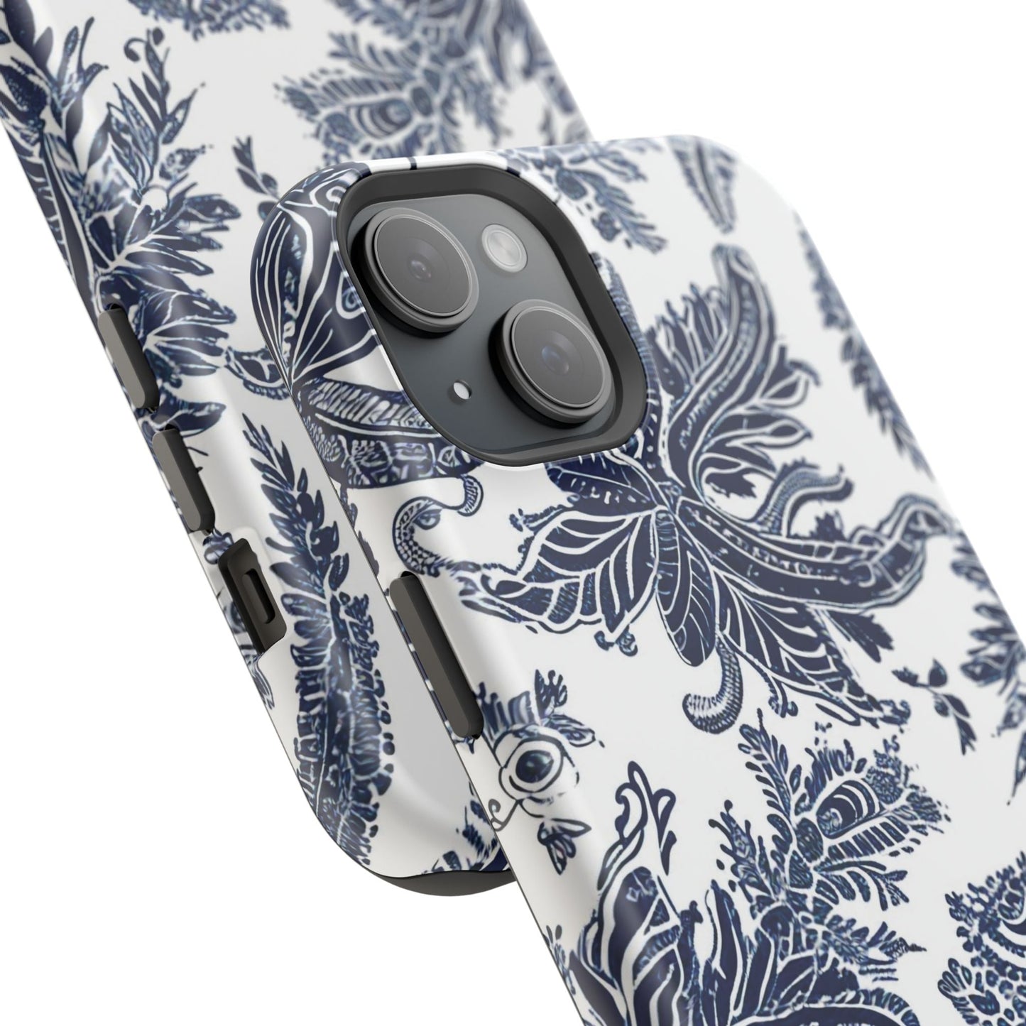 Blue Floral Damask Magnetic Impact - Resistant Phone Case - DIGITAL X