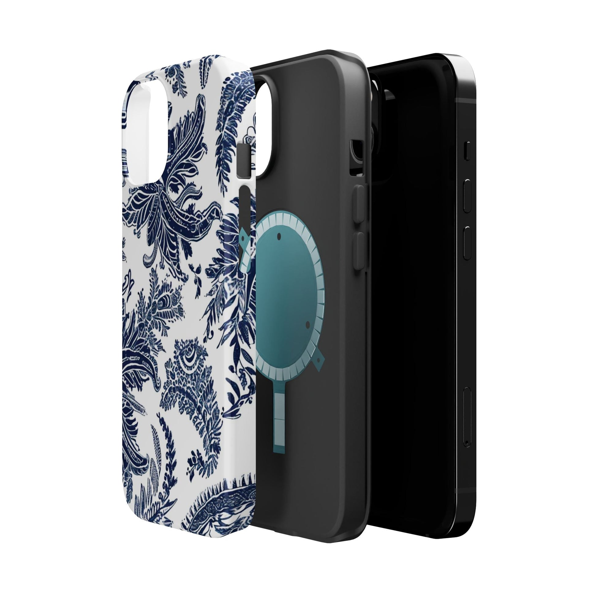 Blue Floral Damask Magnetic Impact - Resistant Phone Case - DIGITAL X