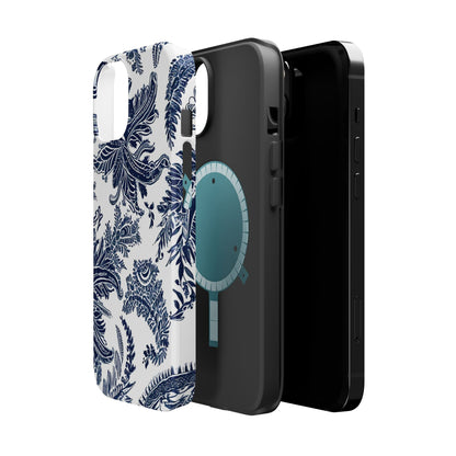 Blue Floral Damask Magnetic Impact - Resistant Phone Case - DIGITAL X