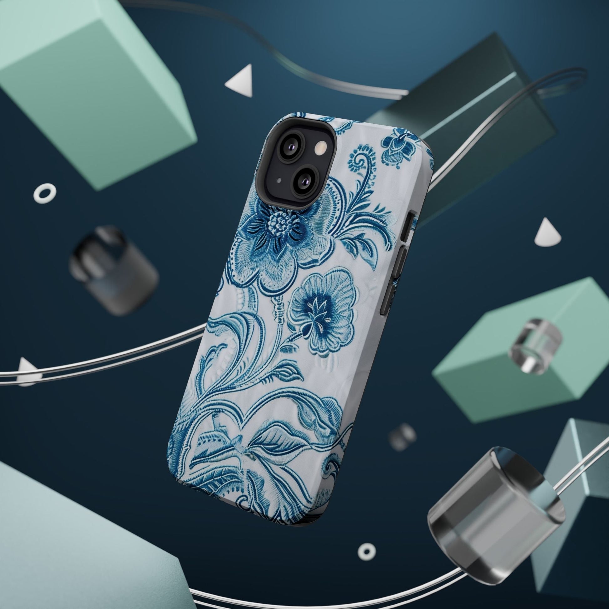 Blue Floral Magnetic Impact - Resistant Phone Case - DIGITAL X
