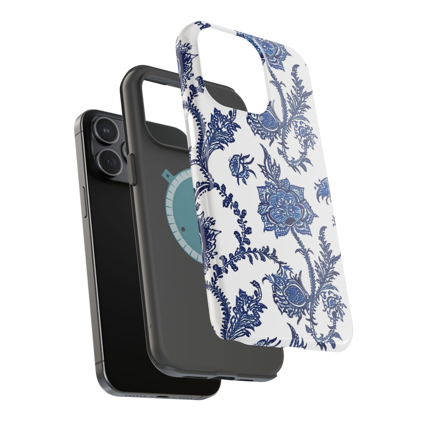 Blue Floral Magnetic Impact - Resistant Phone Case - DIGITAL X