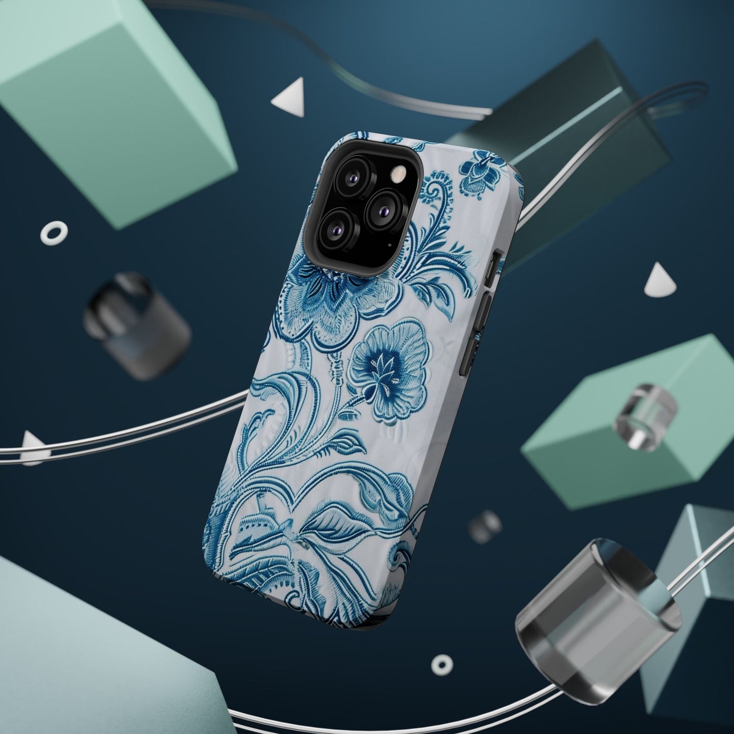 Blue Floral Magnetic Impact - Resistant Phone Case - DIGITAL X