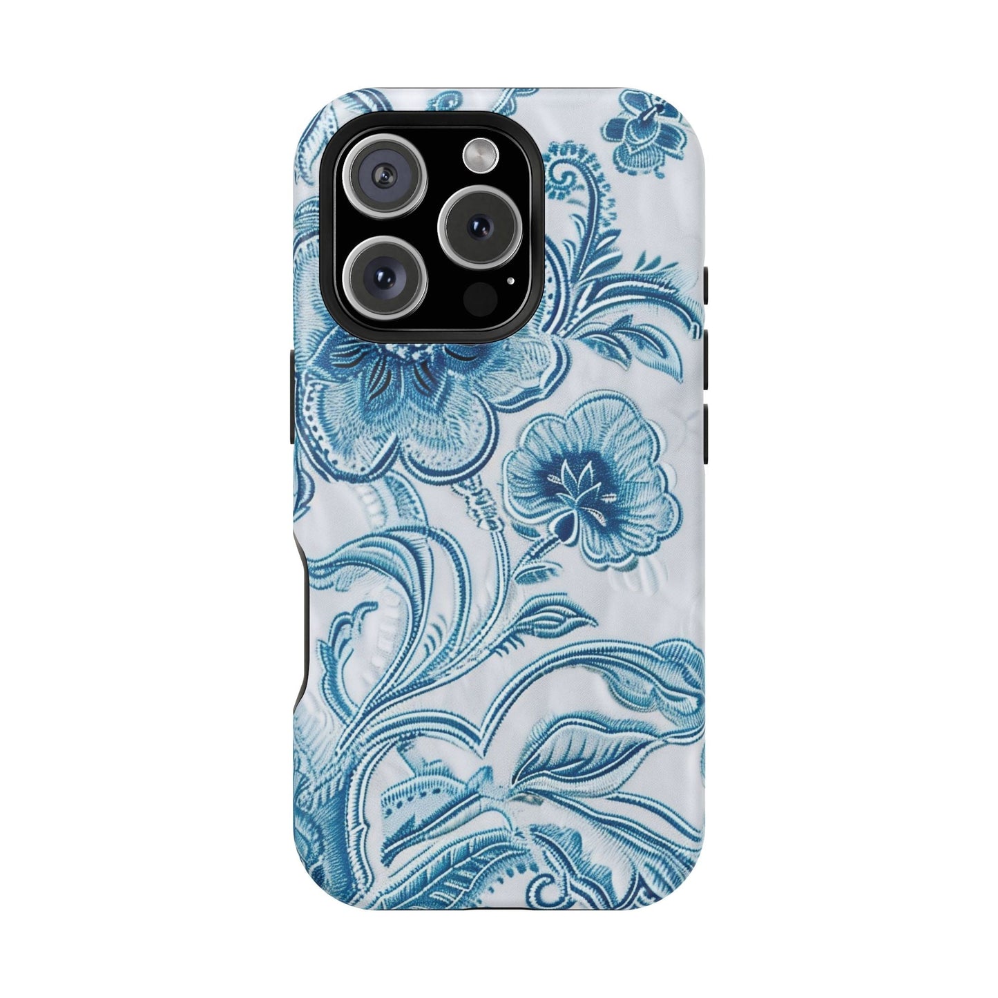 Blue Floral Magnetic Impact - Resistant Phone Case - DIGITAL X