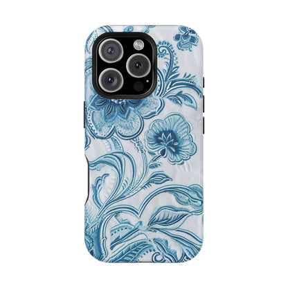 Blue Floral Magnetic Impact - Resistant Phone Case - DIGITAL X