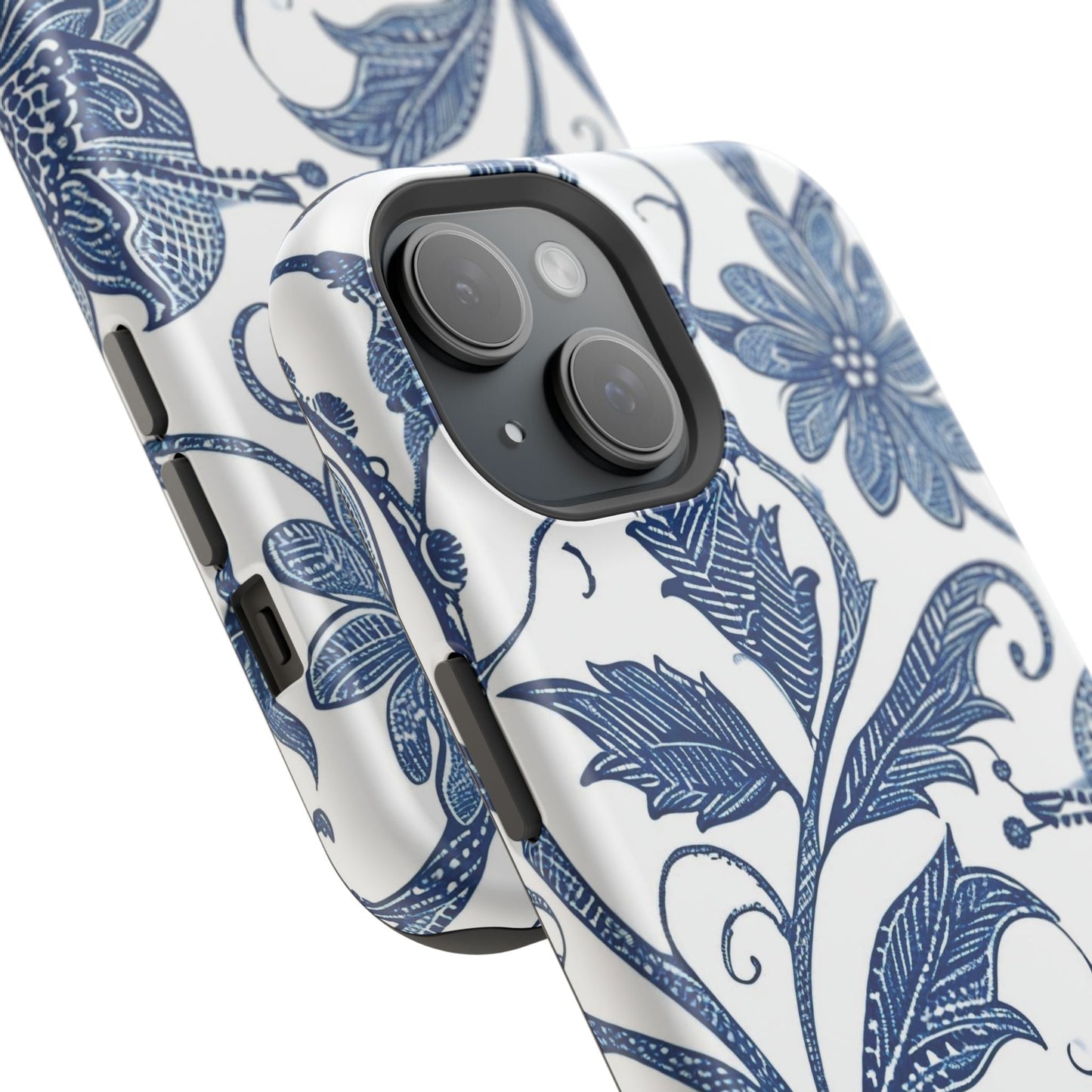 Blue Floral Magnetic Impact - Resistant Phone Case - DIGITAL X