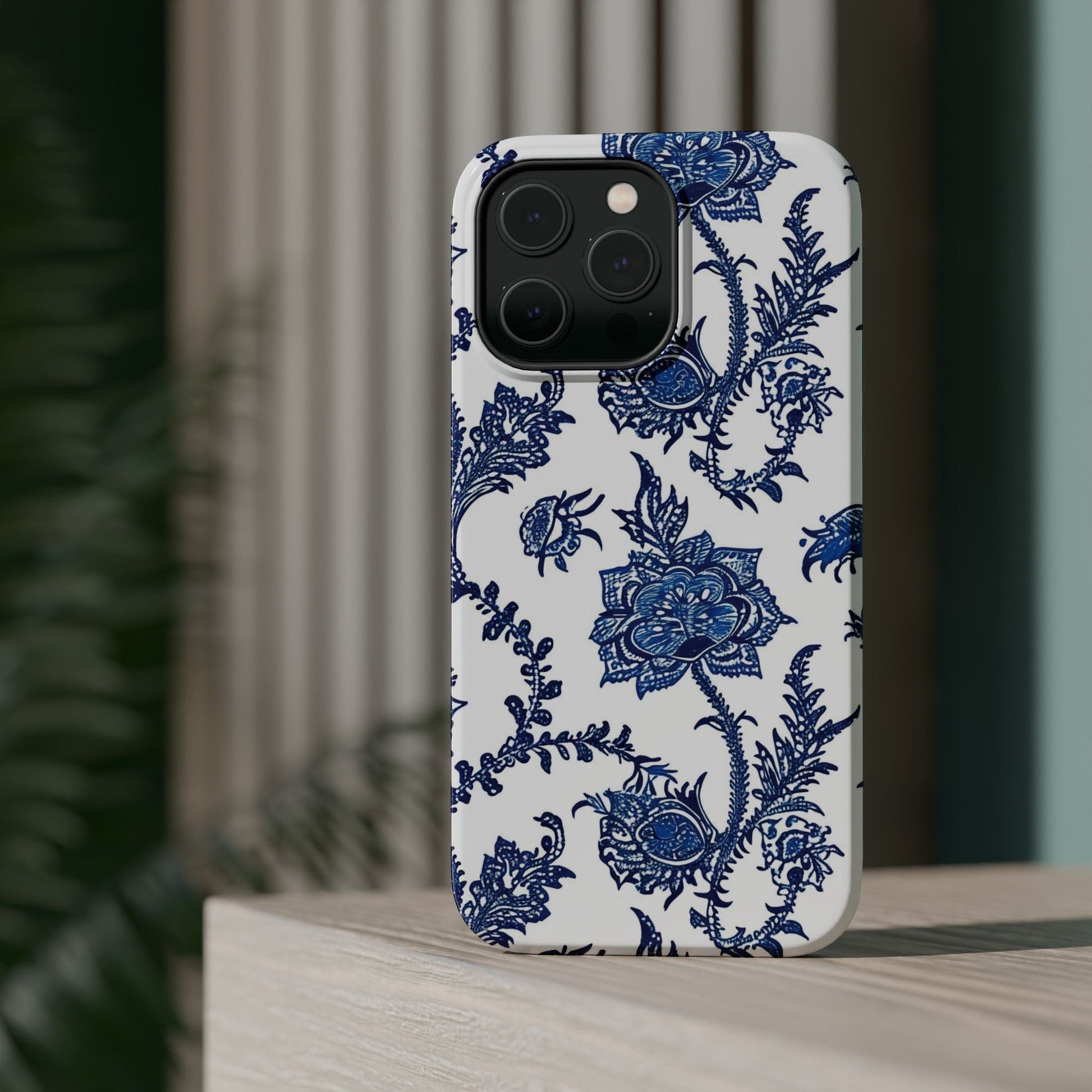 Blue Floral Magnetic Impact - Resistant Phone Case - DIGITAL X