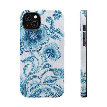 Blue Floral Magnetic Impact - Resistant Phone Case - DIGITAL X