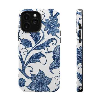 Blue Floral Magnetic Impact - Resistant Phone Case - DIGITAL X
