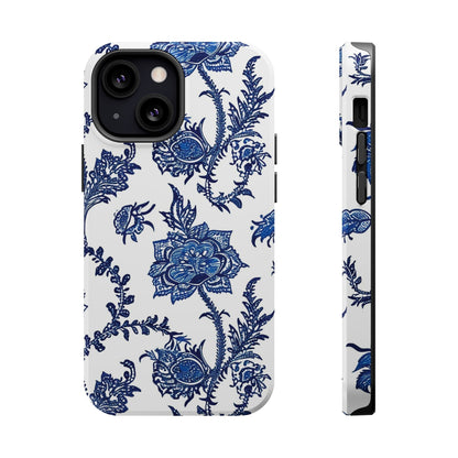 Blue Floral Magnetic Impact - Resistant Phone Case - DIGITAL X