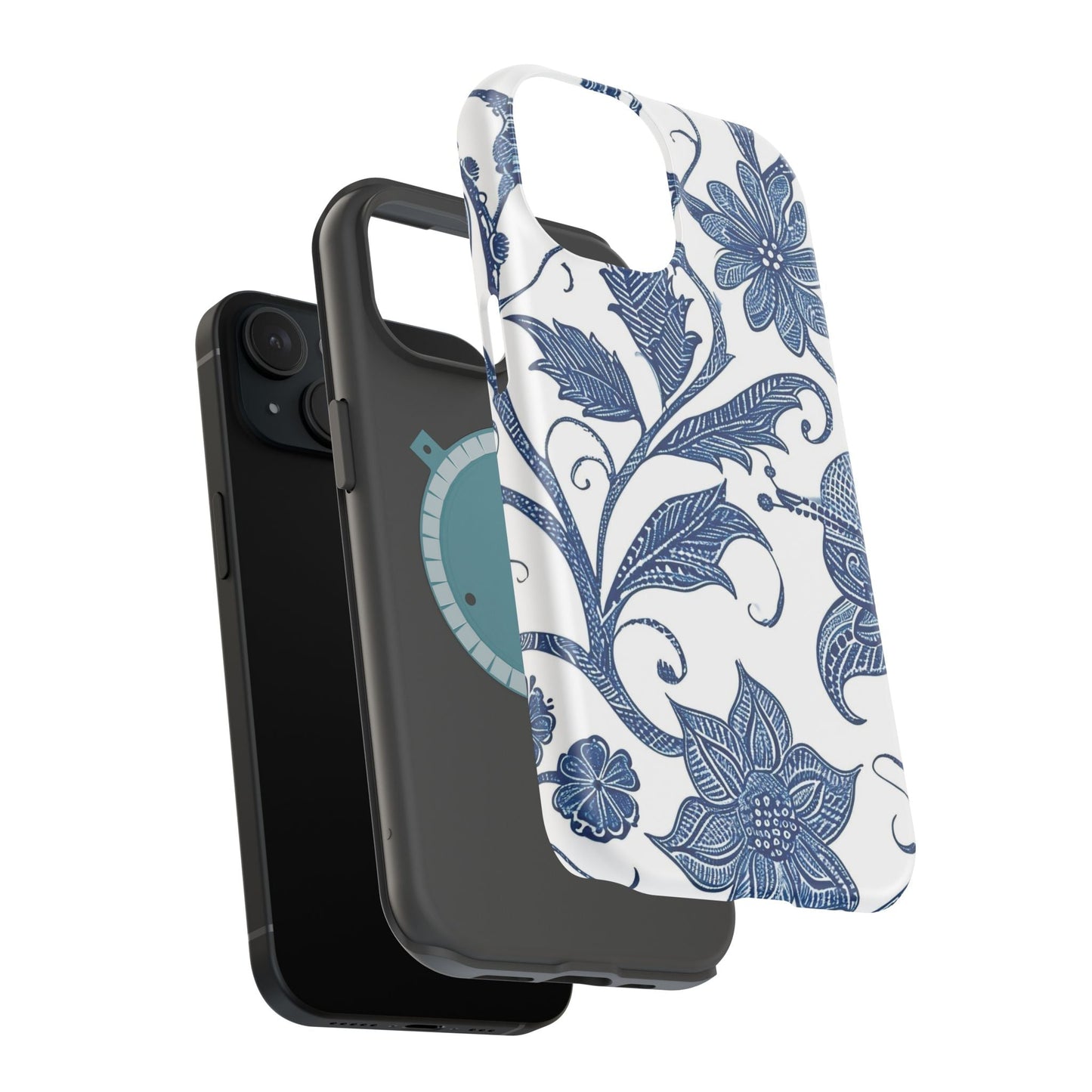 Blue Floral Magnetic Impact - Resistant Phone Case - DIGITAL X