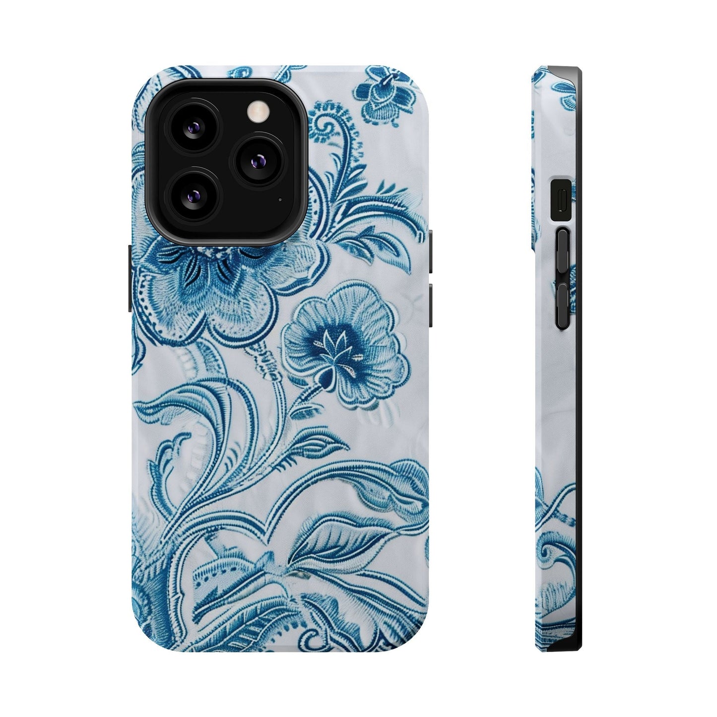 Blue Floral Magnetic Impact - Resistant Phone Case - DIGITAL X