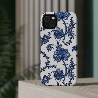 Blue Floral Magnetic Impact - Resistant Phone Case - DIGITAL X