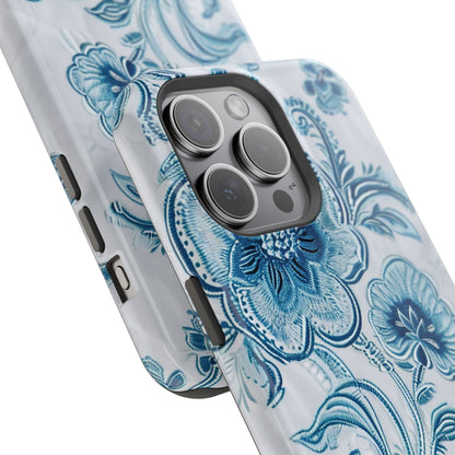Blue Floral Magnetic Impact - Resistant Phone Case - DIGITAL X
