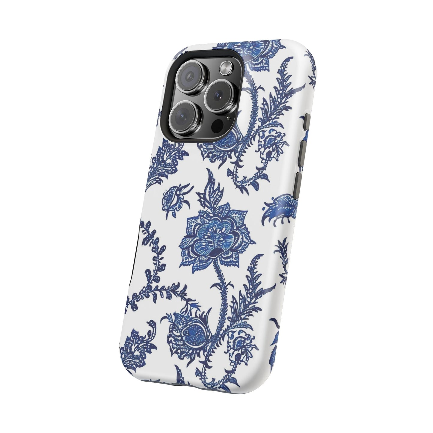 Blue Floral Magnetic Impact - Resistant Phone Case - DIGITAL X
