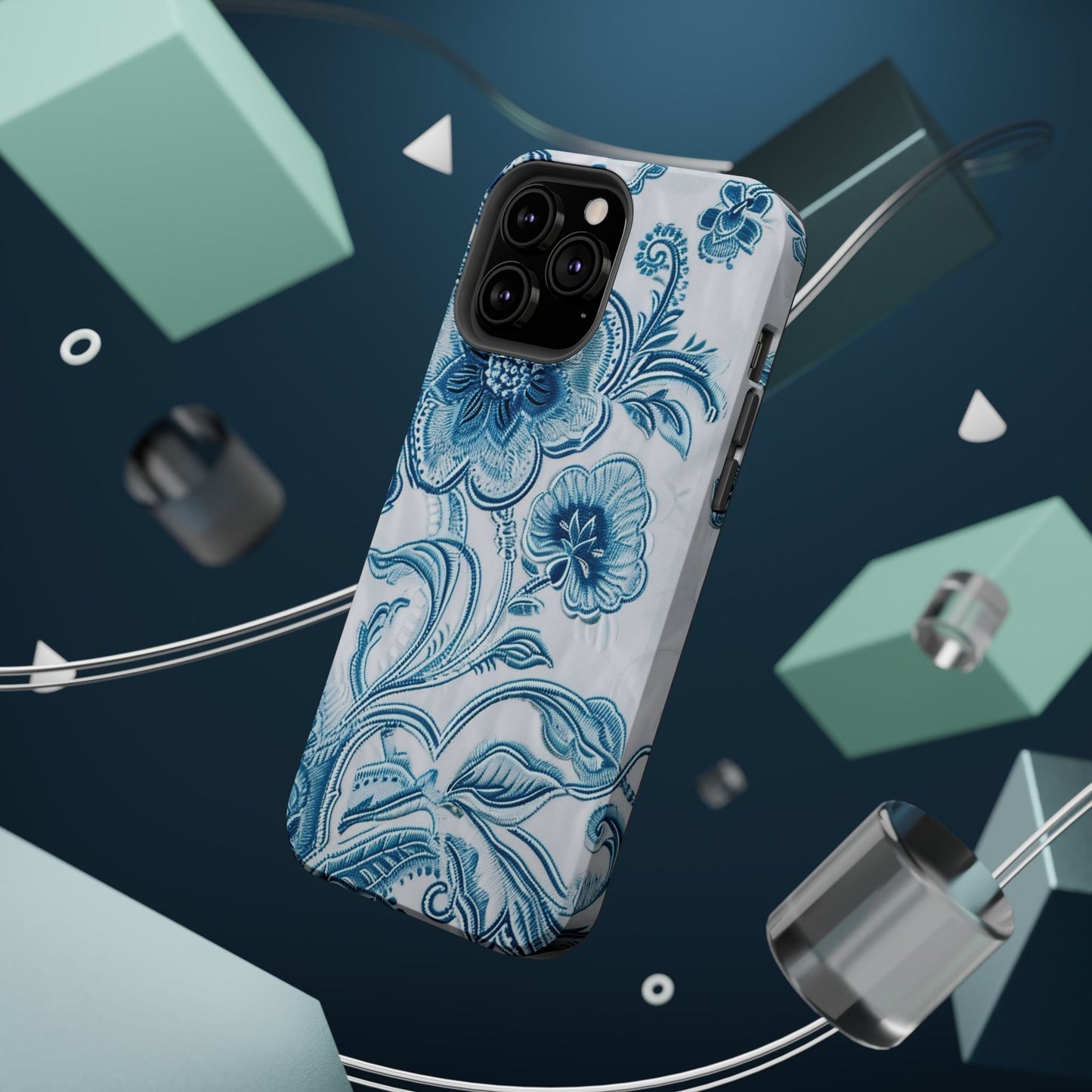 Blue Floral Magnetic Impact - Resistant Phone Case - DIGITAL X