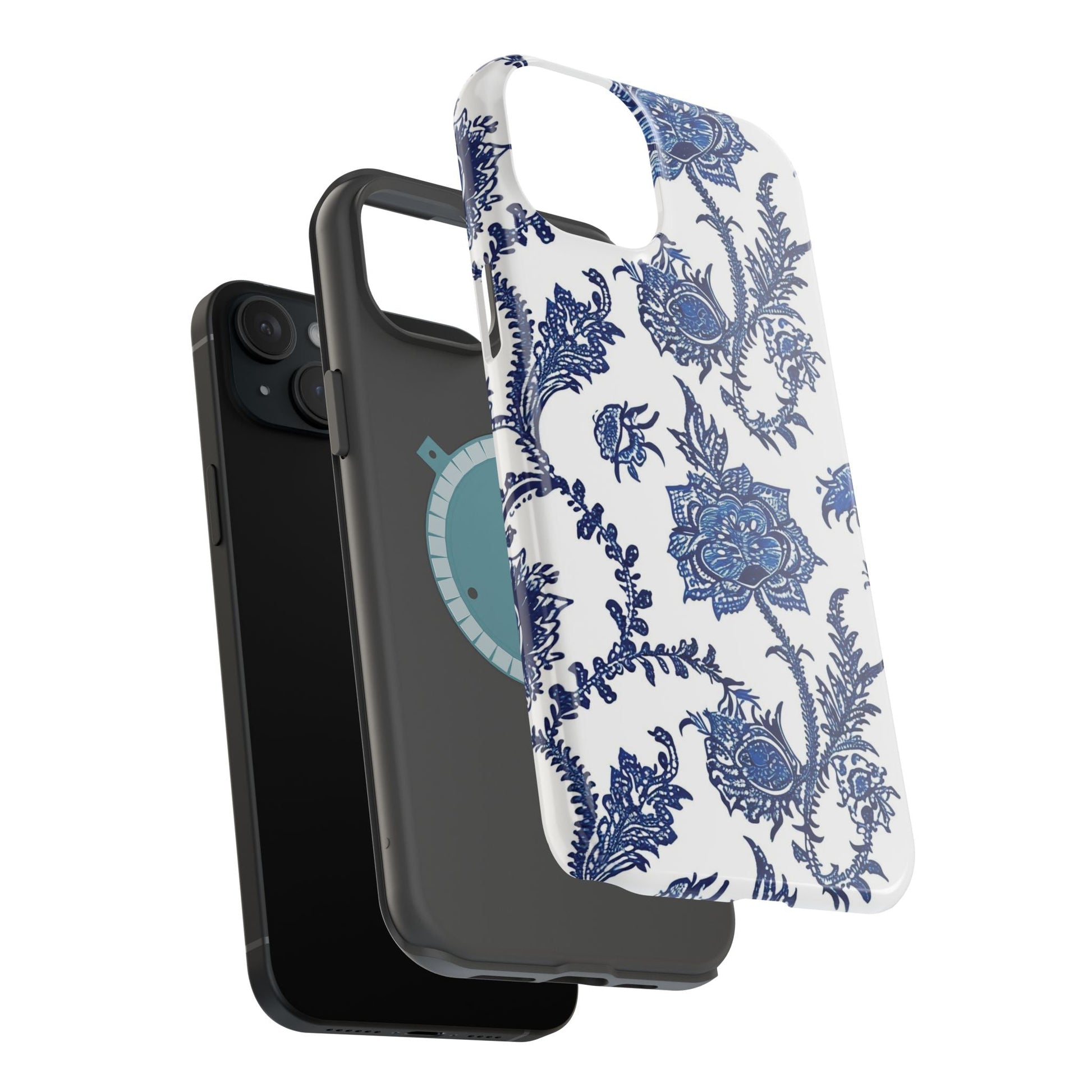 Blue Floral Magnetic Impact - Resistant Phone Case - DIGITAL X