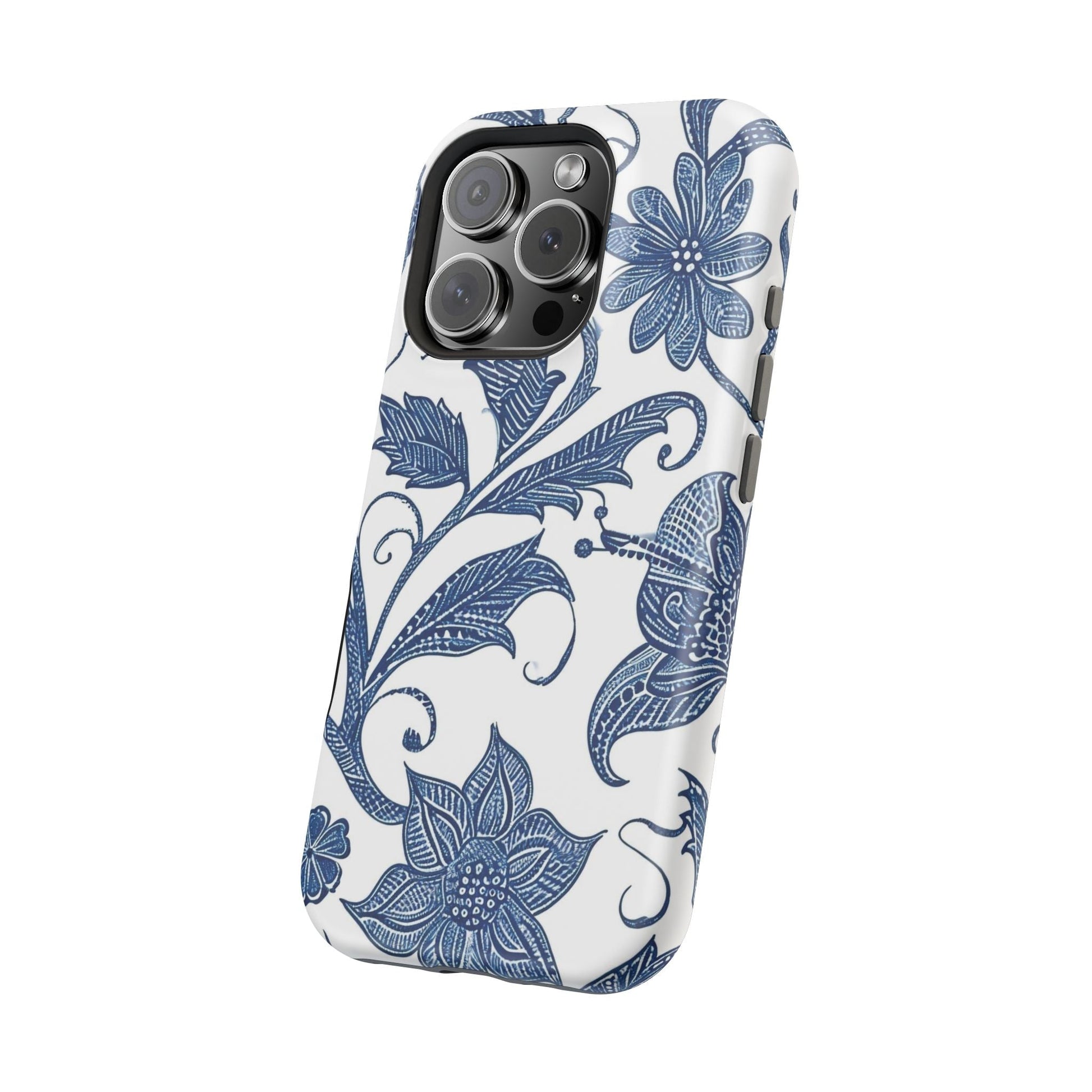 Blue Floral Magnetic Impact - Resistant Phone Case - DIGITAL X