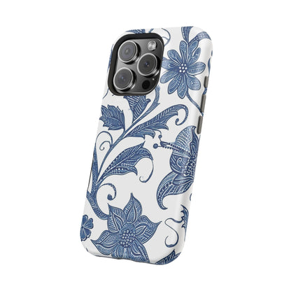 Blue Floral Magnetic Impact - Resistant Phone Case - DIGITAL X