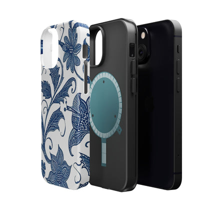 Blue Floral Magnetic Impact - Resistant Phone Case - DIGITAL X