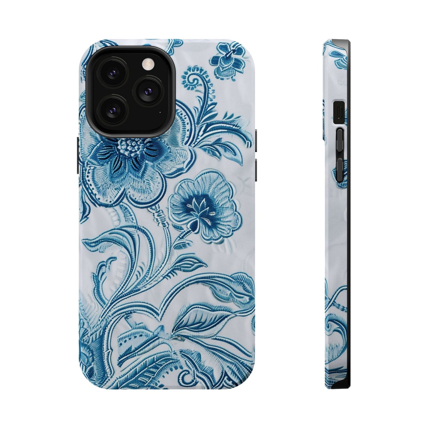 Blue Floral Magnetic Impact - Resistant Phone Case - DIGITAL X