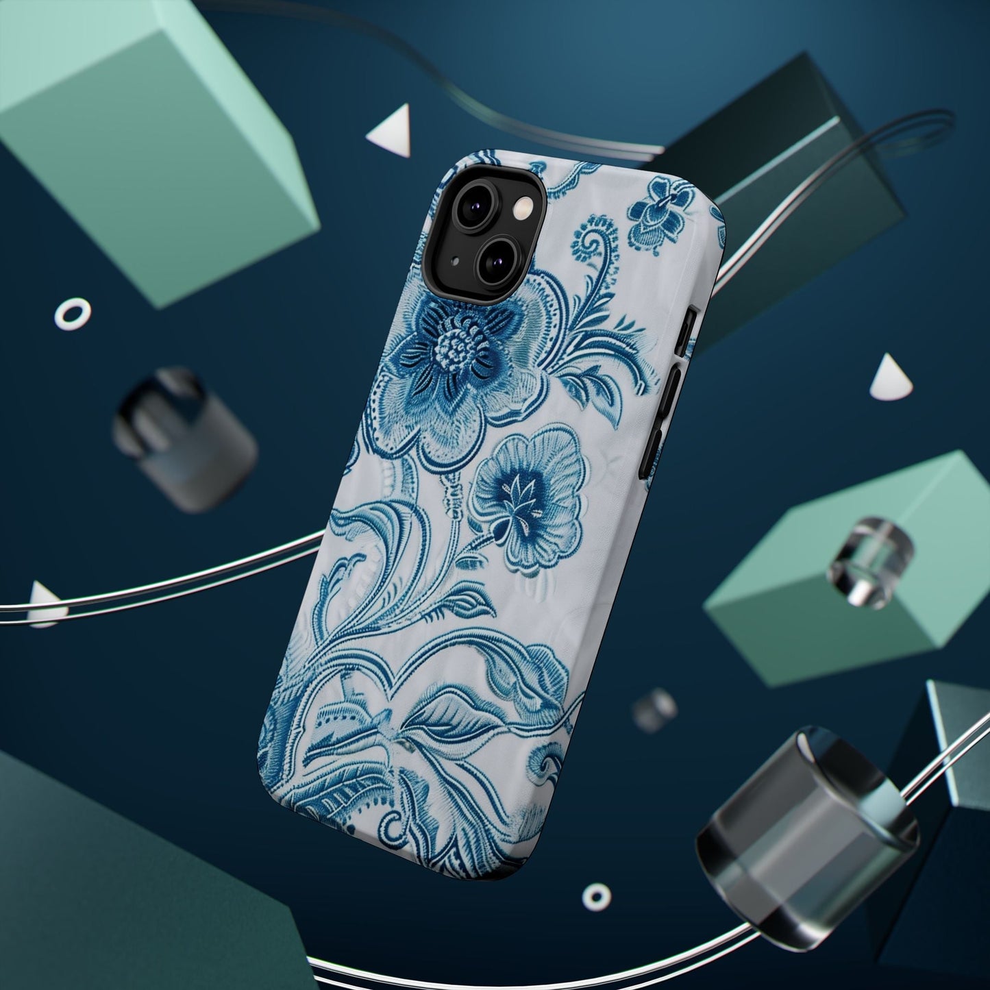 Blue Floral Magnetic Impact - Resistant Phone Case - DIGITAL X