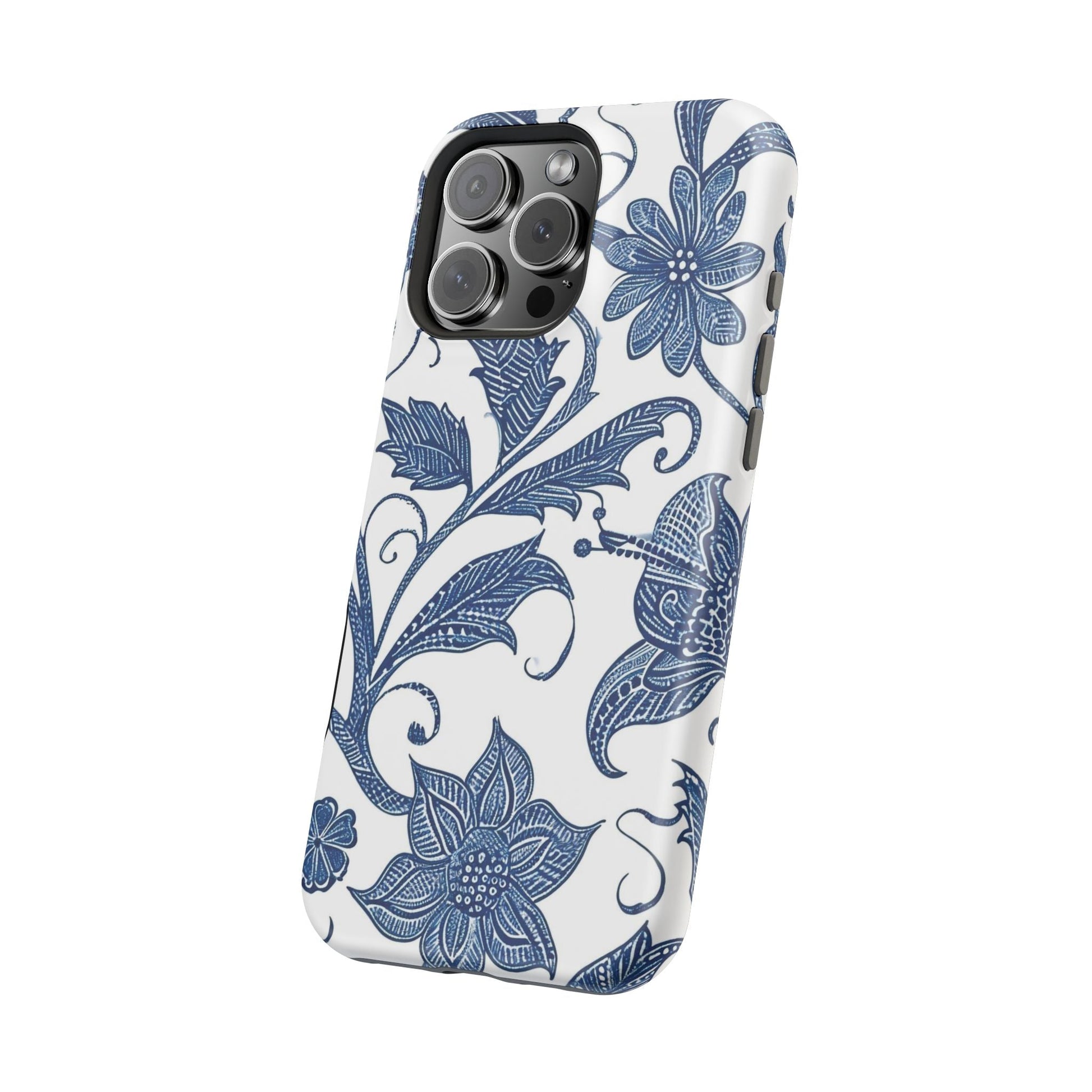 Blue Floral Magnetic Impact - Resistant Phone Case - DIGITAL X