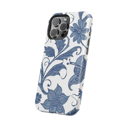 Blue Floral Magnetic Impact - Resistant Phone Case - DIGITAL X