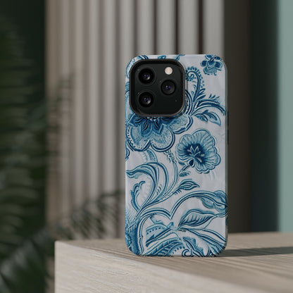 Blue Floral Magnetic Impact - Resistant Phone Case - DIGITAL X