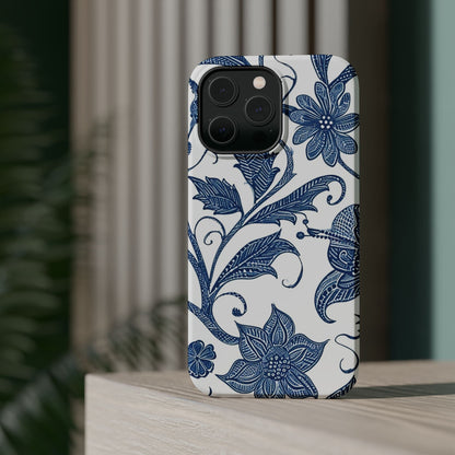 Blue Floral Magnetic Impact - Resistant Phone Case - DIGITAL X