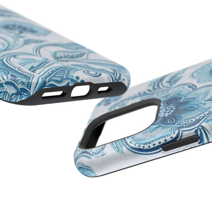 Blue Floral Magnetic Impact - Resistant Phone Case - DIGITAL X