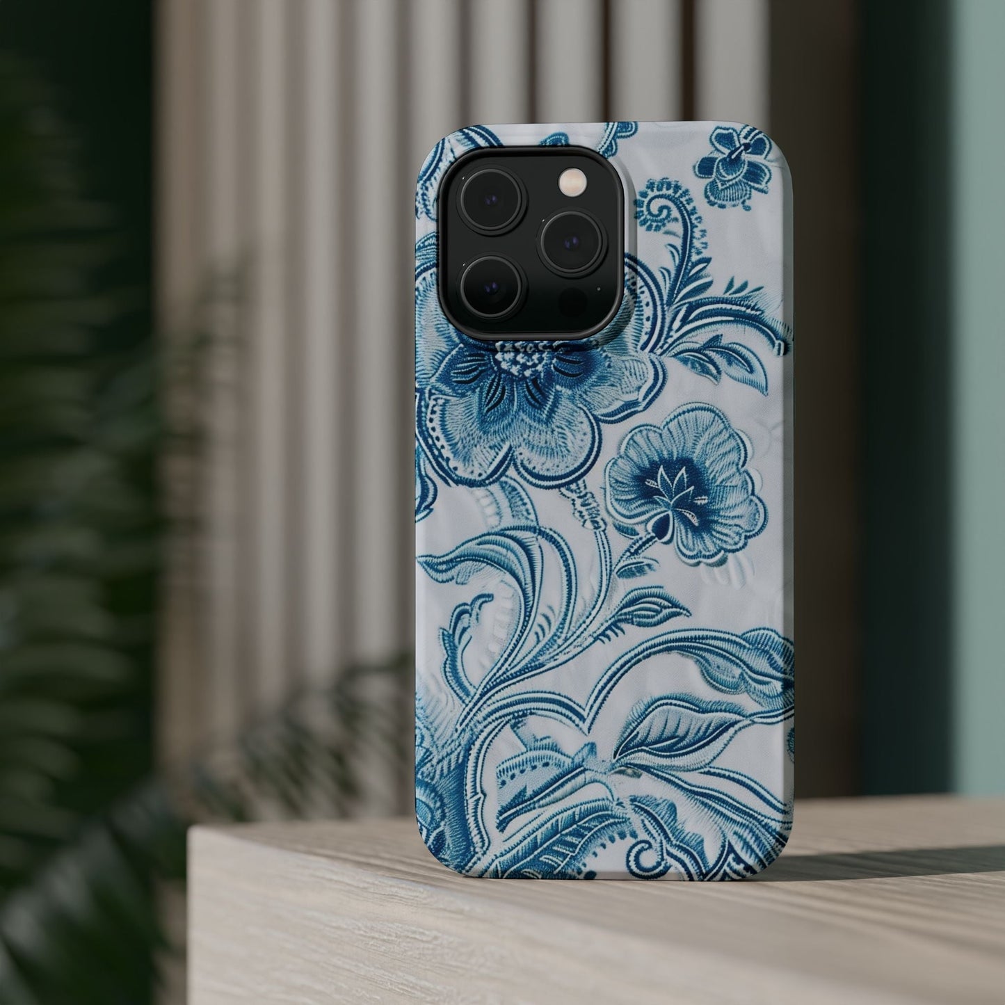 Blue Floral Magnetic Impact - Resistant Phone Case - DIGITAL X