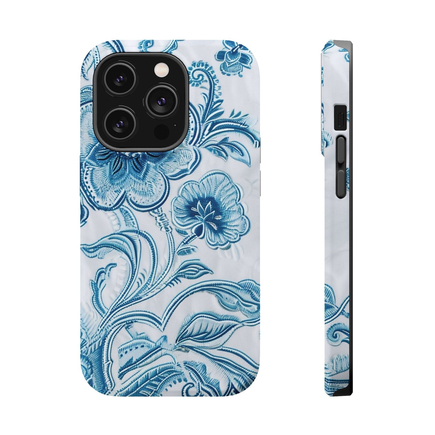 Blue Floral Magnetic Impact - Resistant Phone Case - DIGITAL X