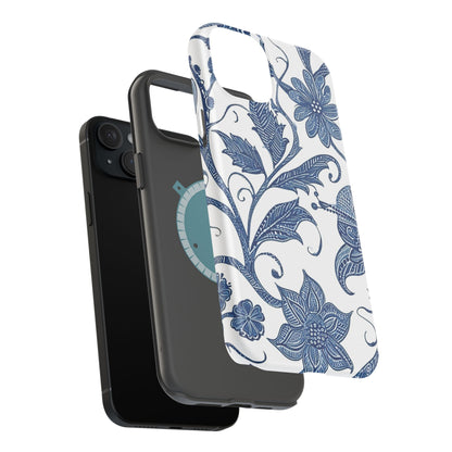 Blue Floral Magnetic Impact - Resistant Phone Case - DIGITAL X