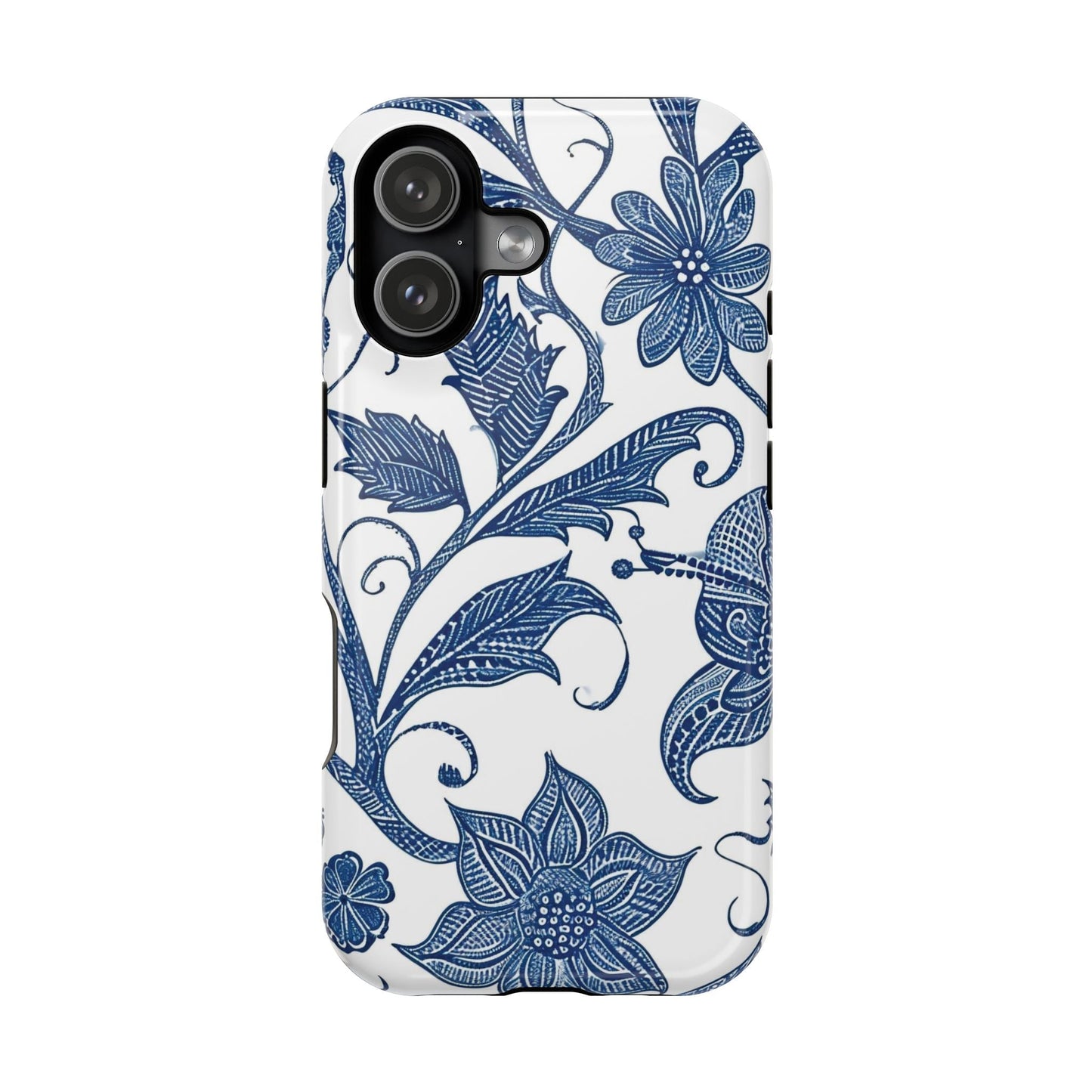 Blue Floral Magnetic Impact - Resistant Phone Case - DIGITAL X