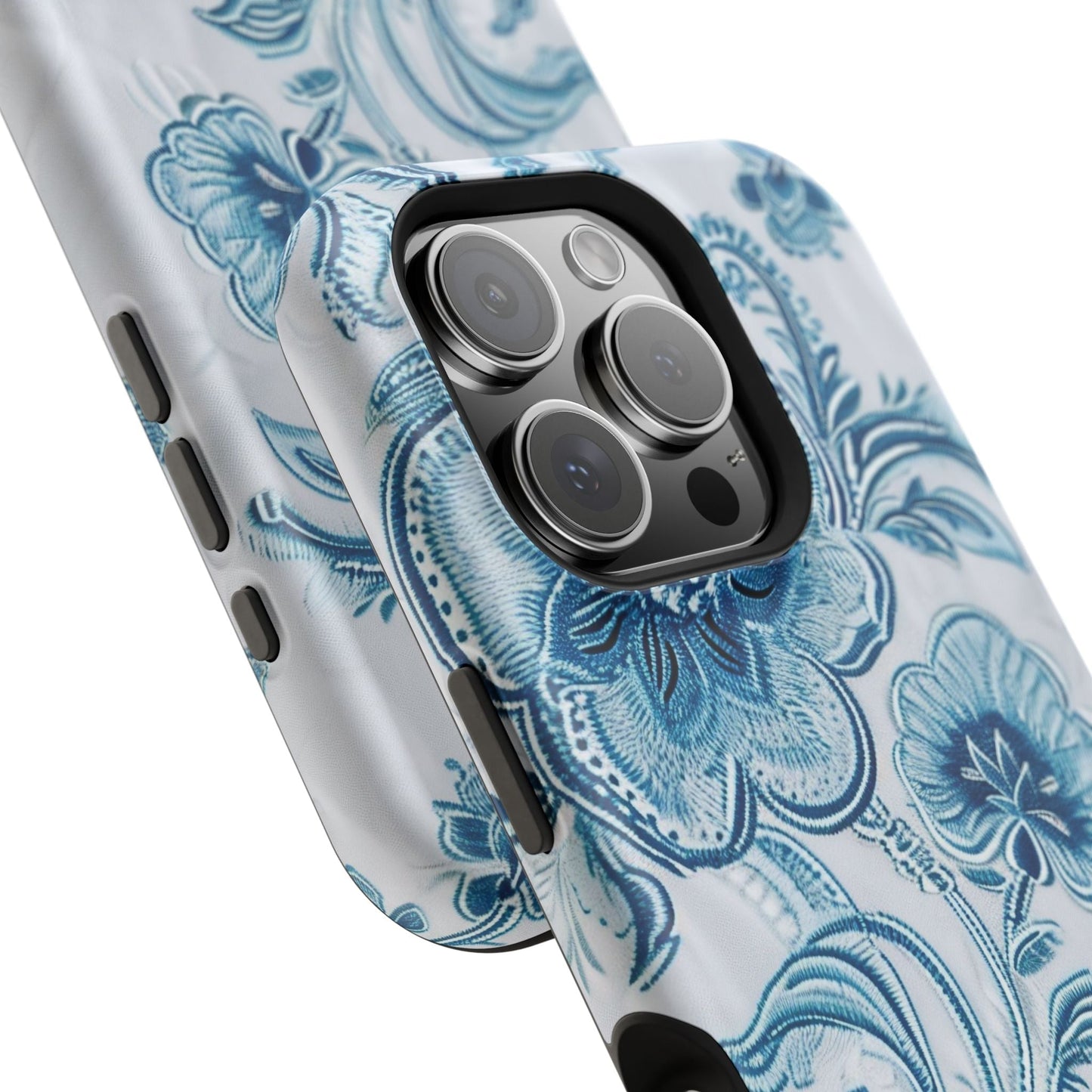 Blue Floral Magnetic Impact - Resistant Phone Case - DIGITAL X