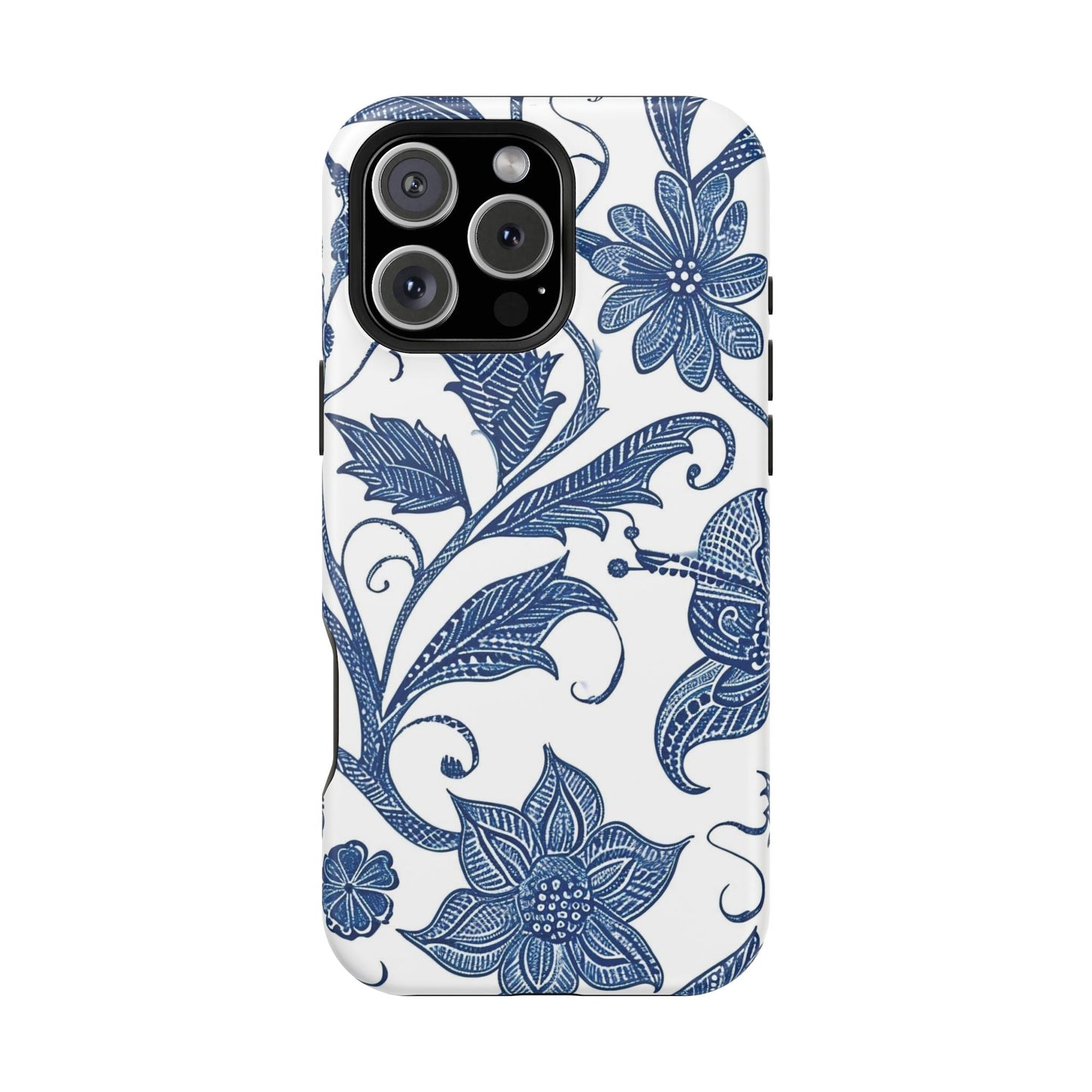 Blue Floral Magnetic Impact - Resistant Phone Case - DIGITAL X