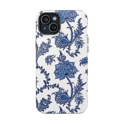 Blue Floral Magnetic Impact - Resistant Phone Case - DIGITAL X