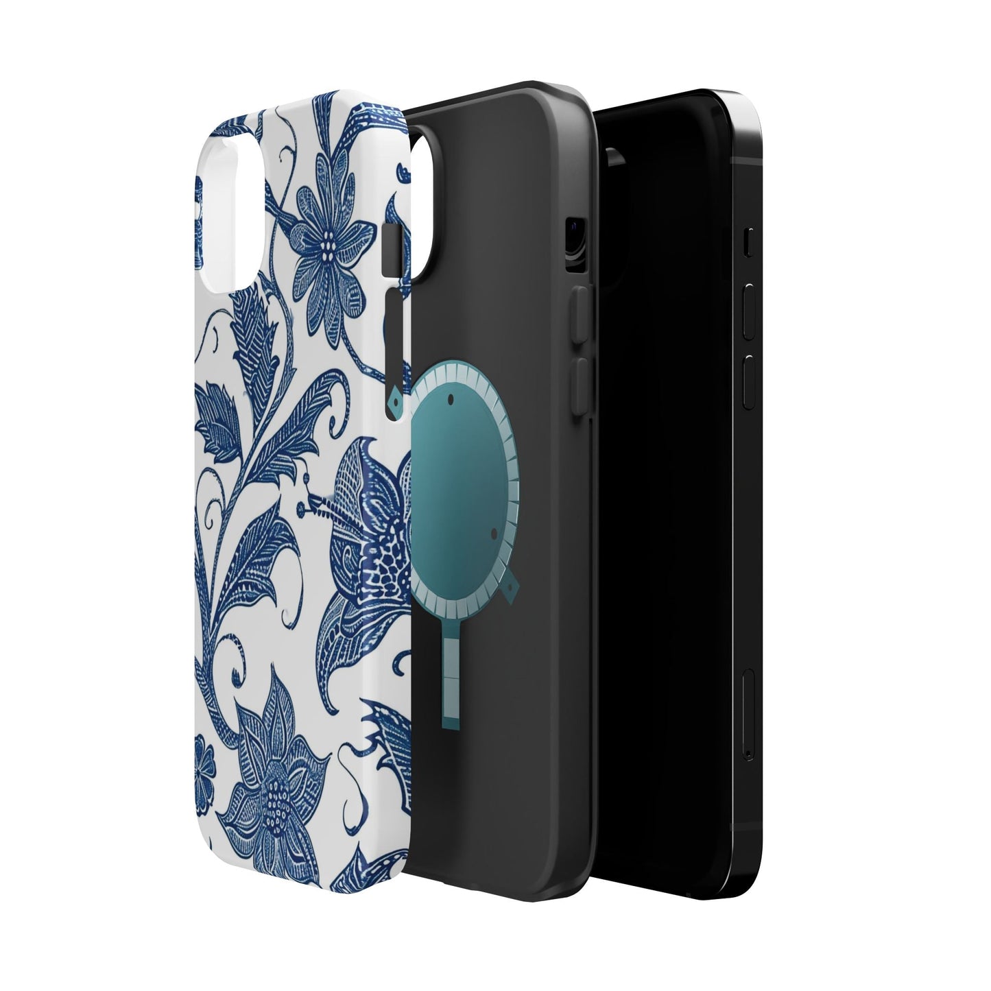 Blue Floral Magnetic Impact - Resistant Phone Case - DIGITAL X