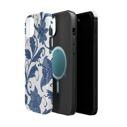 Blue Floral Magnetic Impact - Resistant Phone Case - DIGITAL X