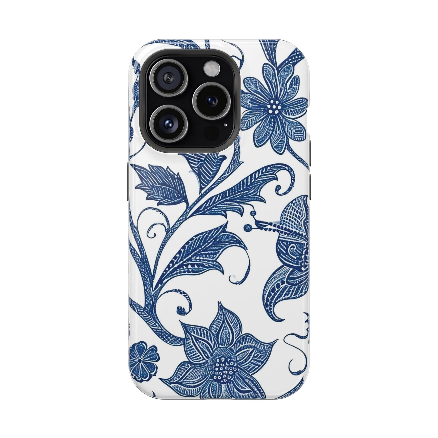 Blue Floral Magnetic Impact - Resistant Phone Case - DIGITAL X