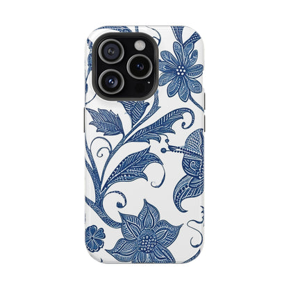 Blue Floral Magnetic Impact - Resistant Phone Case - DIGITAL X
