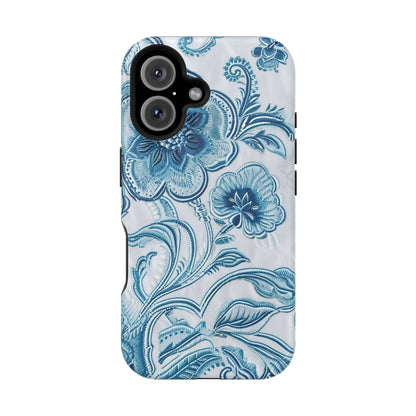 Blue Floral Magnetic Impact - Resistant Phone Case - DIGITAL X