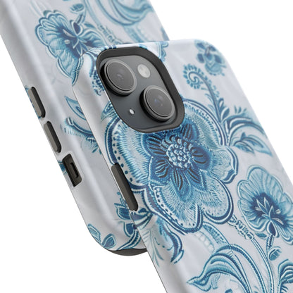 Blue Floral Magnetic Impact - Resistant Phone Case - DIGITAL X