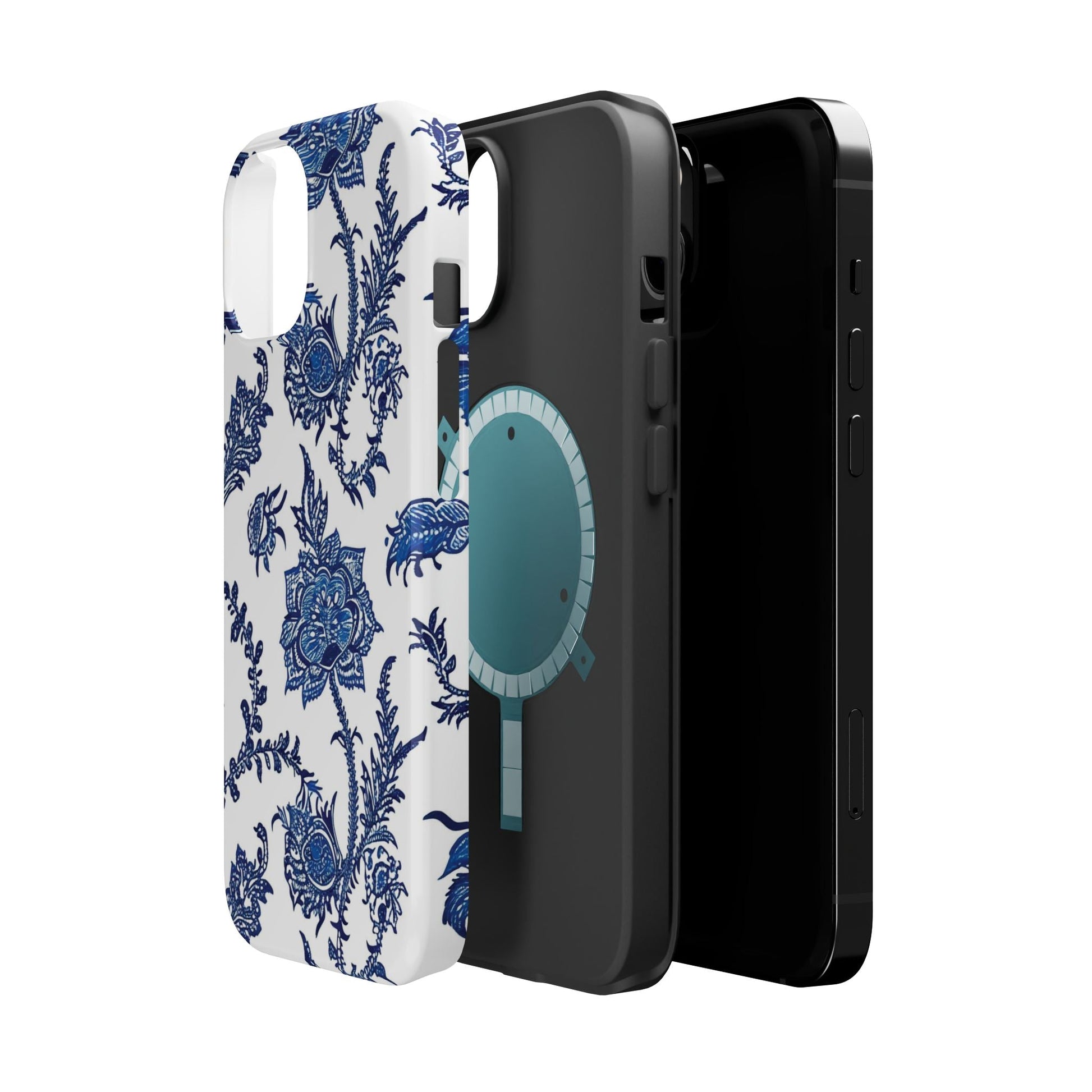 Blue Floral Magnetic Impact - Resistant Phone Case - DIGITAL X