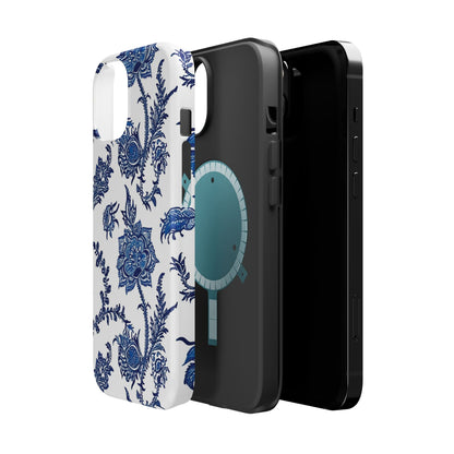 Blue Floral Magnetic Impact - Resistant Phone Case - DIGITAL X