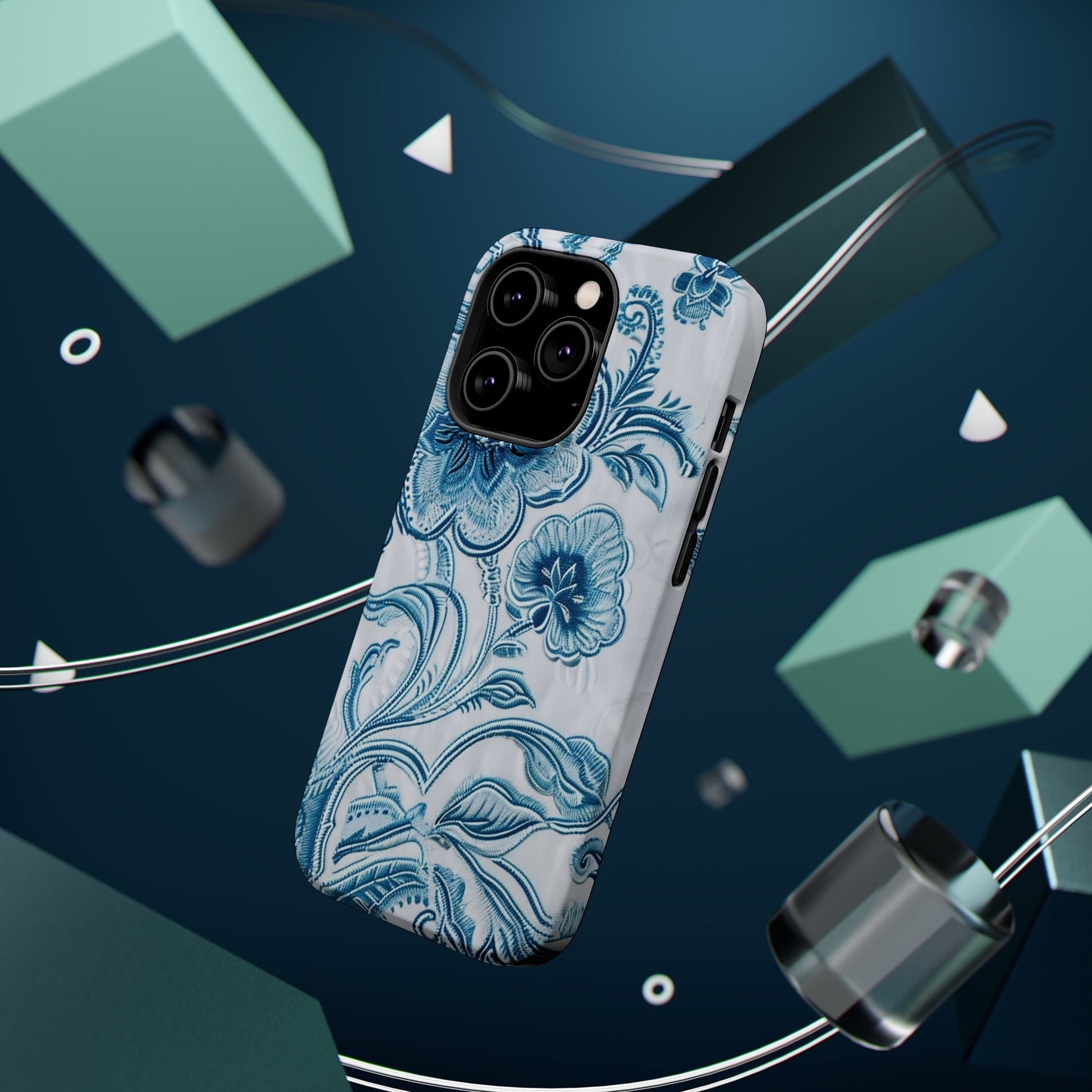 Blue Floral Magnetic Impact - Resistant Phone Case - DIGITAL X
