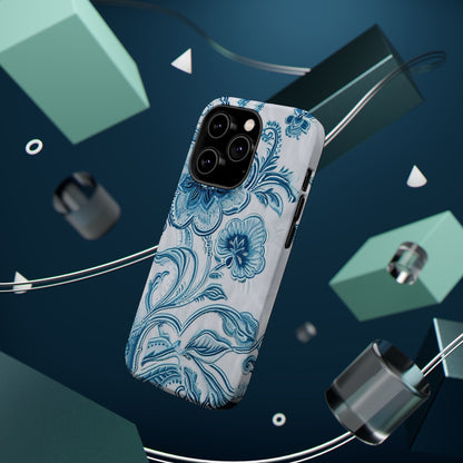 Blue Floral Magnetic Impact - Resistant Phone Case - DIGITAL X