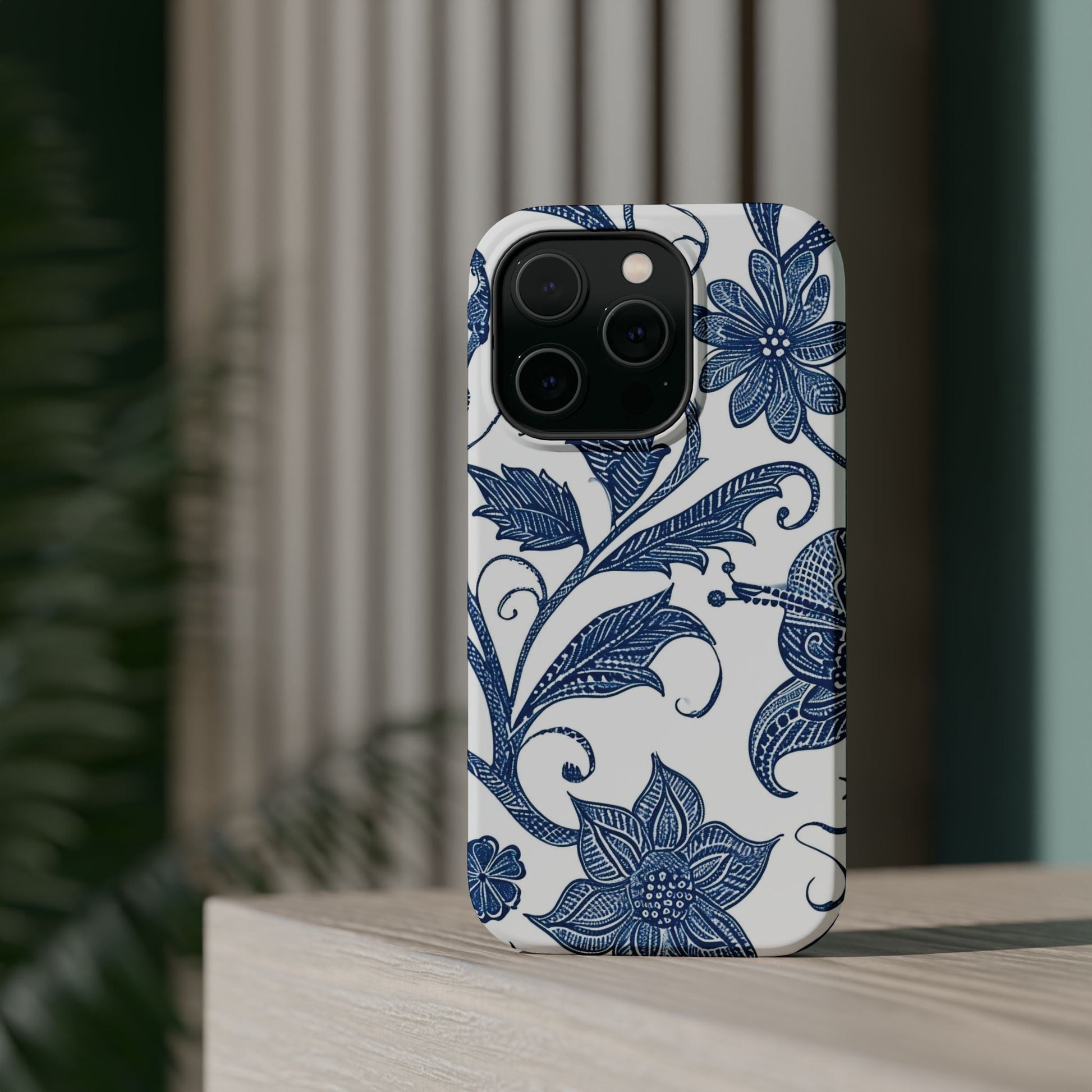 Blue Floral Magnetic Impact - Resistant Phone Case - DIGITAL X