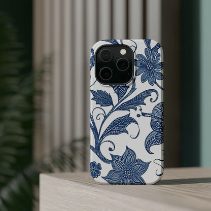 Blue Floral Magnetic Impact - Resistant Phone Case - DIGITAL X