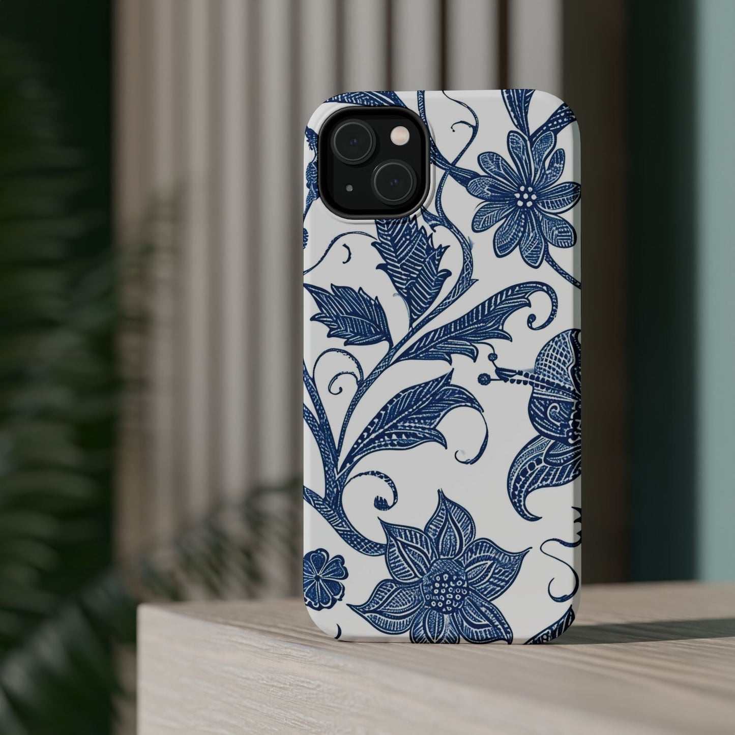 Blue Floral Magnetic Impact - Resistant Phone Case - DIGITAL X